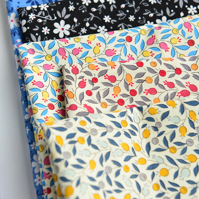 Vintage Small Floral Fabric Liberty Flowers Cotton Printed Poplin Fabric for Sewing Clothes DIY Handmade By The Meter