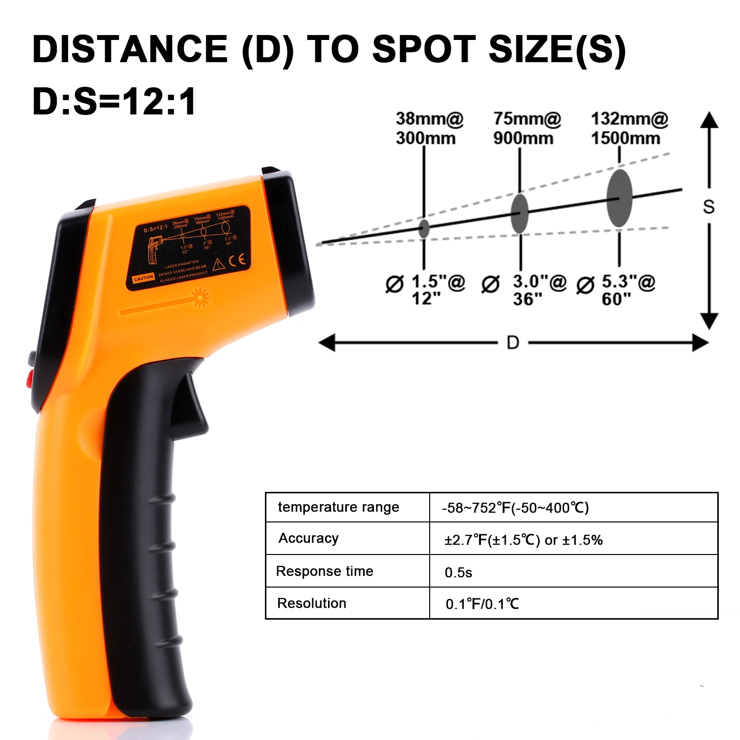 RZ Infrarot Thermometer Digital Non-Kontakt Laser Temperatur Sensor Controller -50-400 ℃ /-58-752 ℉Digital Handheld Pyrometer