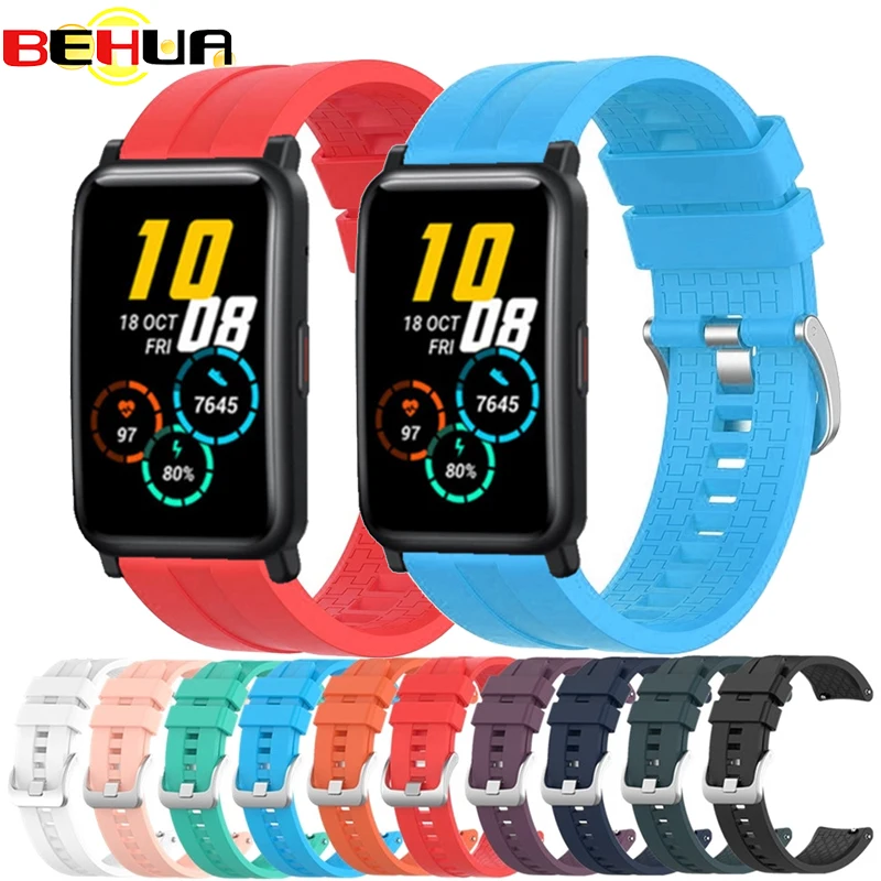 Pulseira de relógio de 20mm, pulseira de silicone para huawei honor watch es, original, smartwatch, pulseira para xiaomi haylou solar ls02