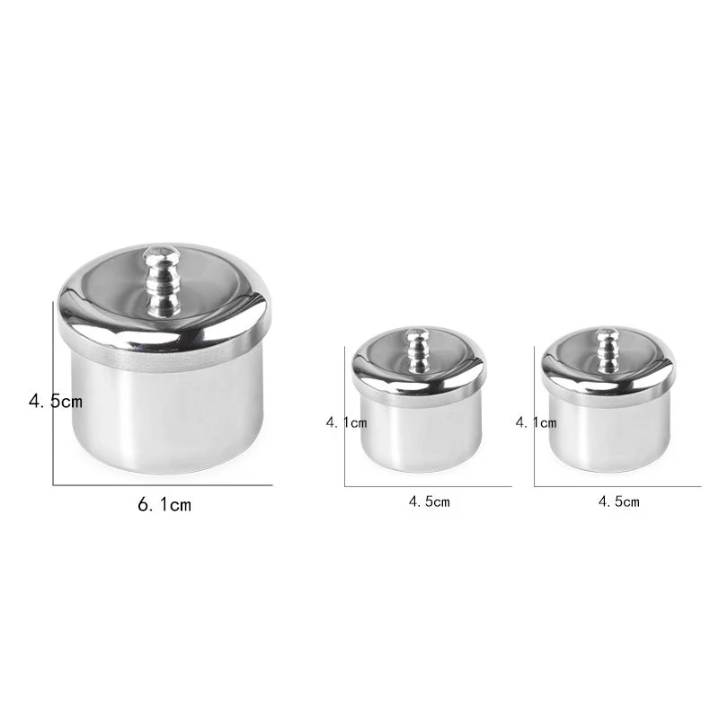 3Pcs Stainless Steel Nail Art Tray, Liquid Container Set with Cups and Lids, Manicure Sterilizer Tools