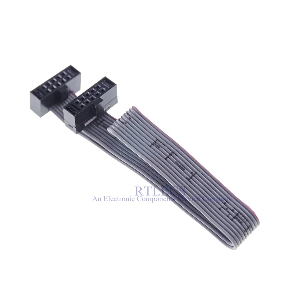 10 Pcs 10 Pin 1.27 MM Pitch 2x5 Position IDC Socket Extension Flat Ribbon Cable for ISP JTAG Download Pin to Pin Same Direction