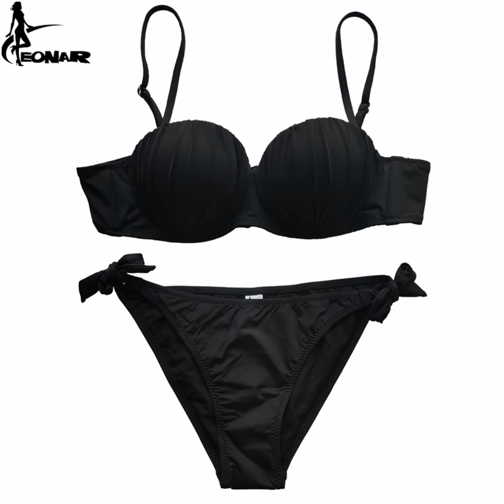 EONAR-Design ondulado dobrável feminino Fato de banho push up, conjunto brasileiro de biquíni cortado, trajes de banho ajustáveis, roupa de banho