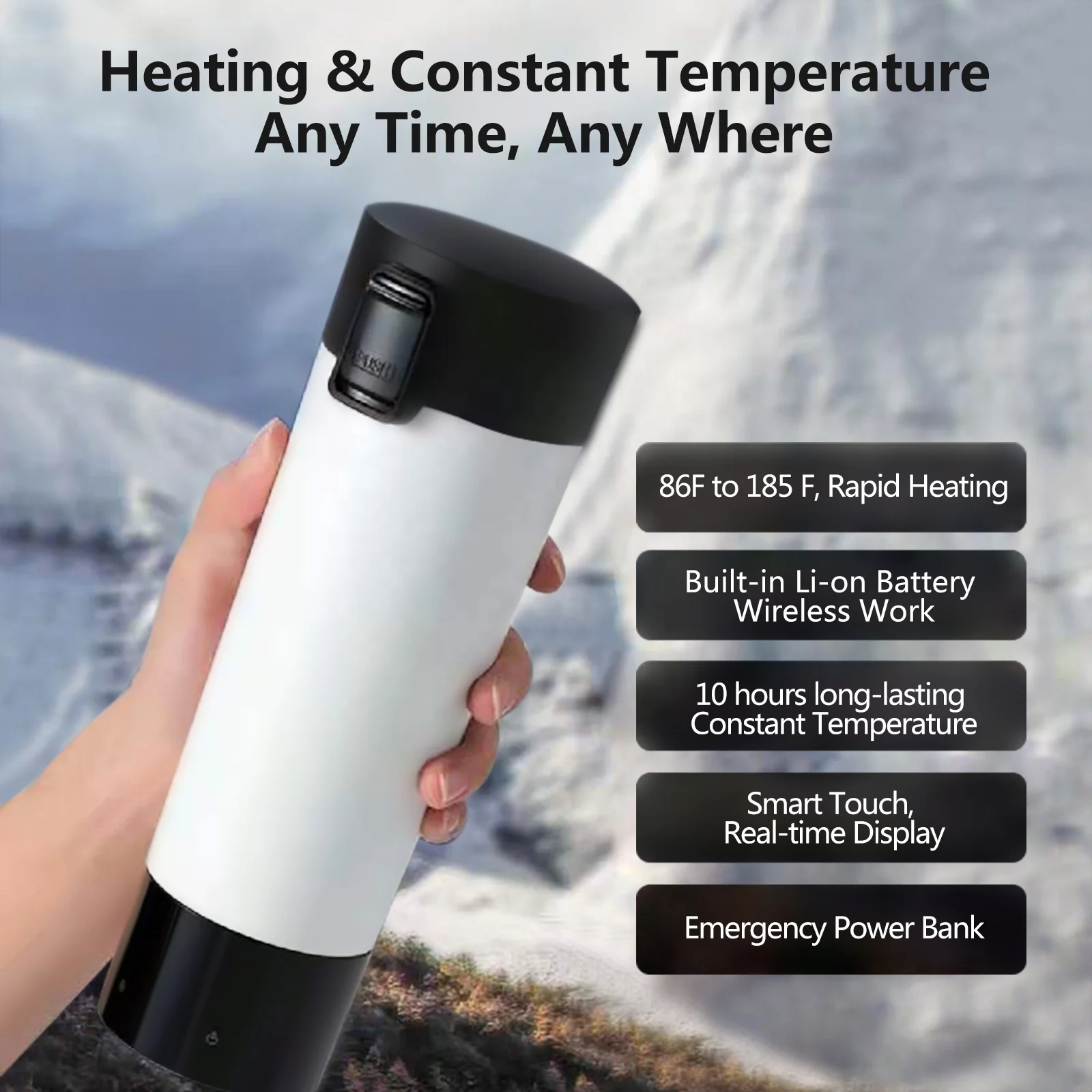 14400Mah tazza di riscaldamento elettrica al litio intelligente riscaldamento dell'acqua Display digitale domestico tazza di isolamento caffè bollente a tenuta stagna universale