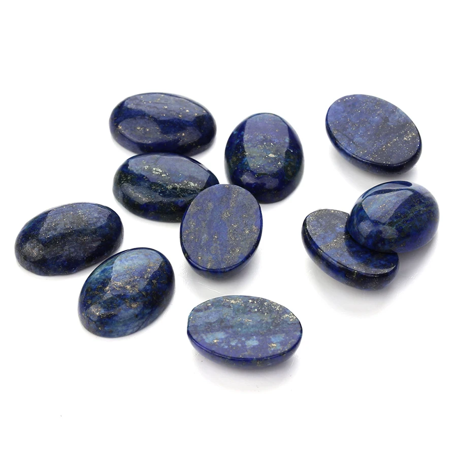 Wholesale Natural Gem Stone Lapis Lazuli Oval Cabochon Cameo CAB Fit 10x14mm/13x18mm/18x25mm DIY Jewelry Making 10pcs/lot F5003