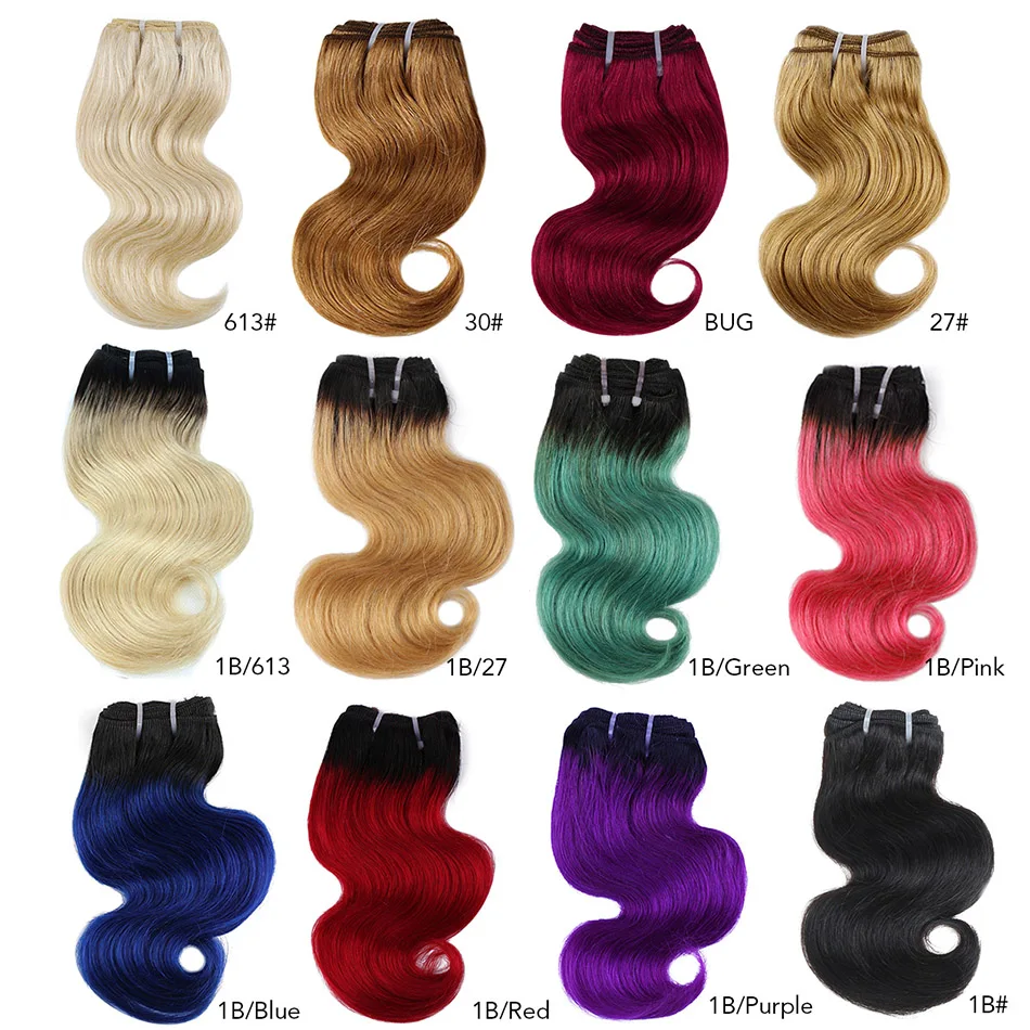 BHF Ombre brazylijskie pasma ludzkich włosów typu Body Wave 50 g/sztuka 1B/27 i 1B/613 doczepy z włosów nieremy 8 cali może zrobić peruki