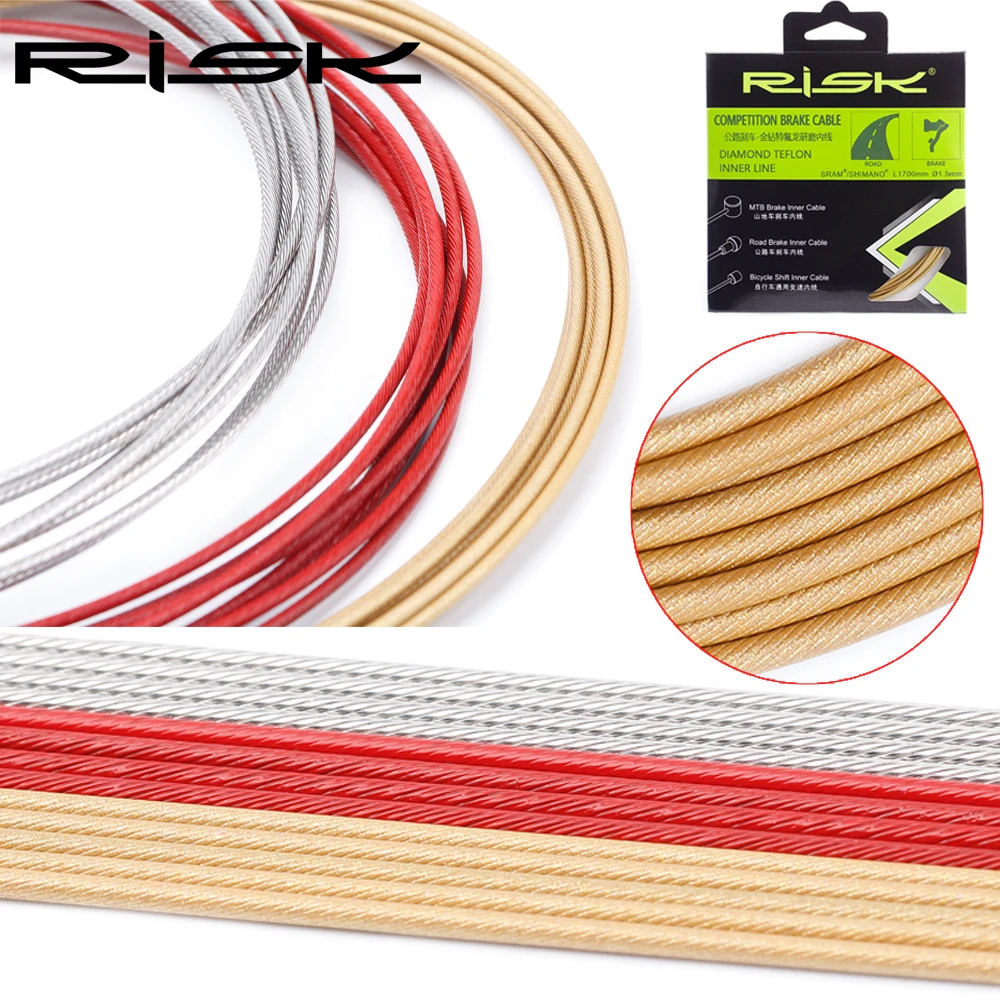 RISK Bike Slick Stainless Nano Coating Inner Diamond Cable Front Rear Shift Cable Brake Cable for MTB Mountain Road Bicycle