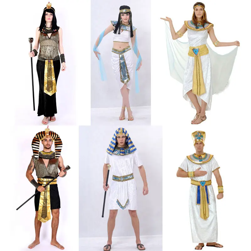 Umorden-Costumes d'Halloween pour hommes et femmes, costume de reine d'Aleopatra, vêtements de cosplay, prairie, Égypte, pharaon égyptien, roi vers le haut