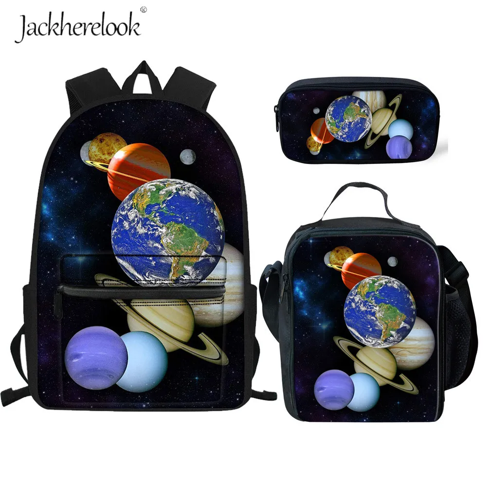 Canvas School Bag 2025 Galaxy Space Planets Printing School Backpacks For Teenager Girls Boys Cute Bookbags Kids Mochila 3 Set