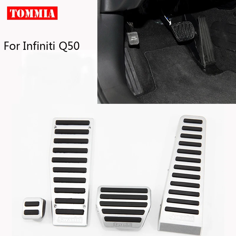 

tommia For Infiniti Q50 2013-2016 Brand New 4pcs Aluminium Non Slip Foot Rest Fuel Gas Brake Pedal Cover