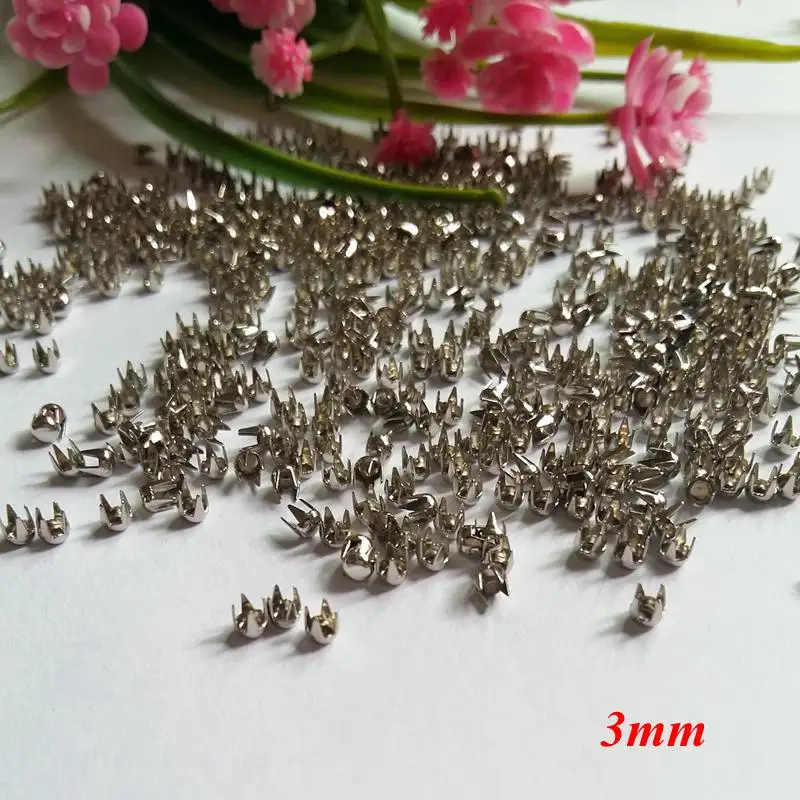 500PCs/lot  3mm Gunmetal Round Dome Spike Rivet Studs Spots Punk Bag Leather Clothes Decorative rivets