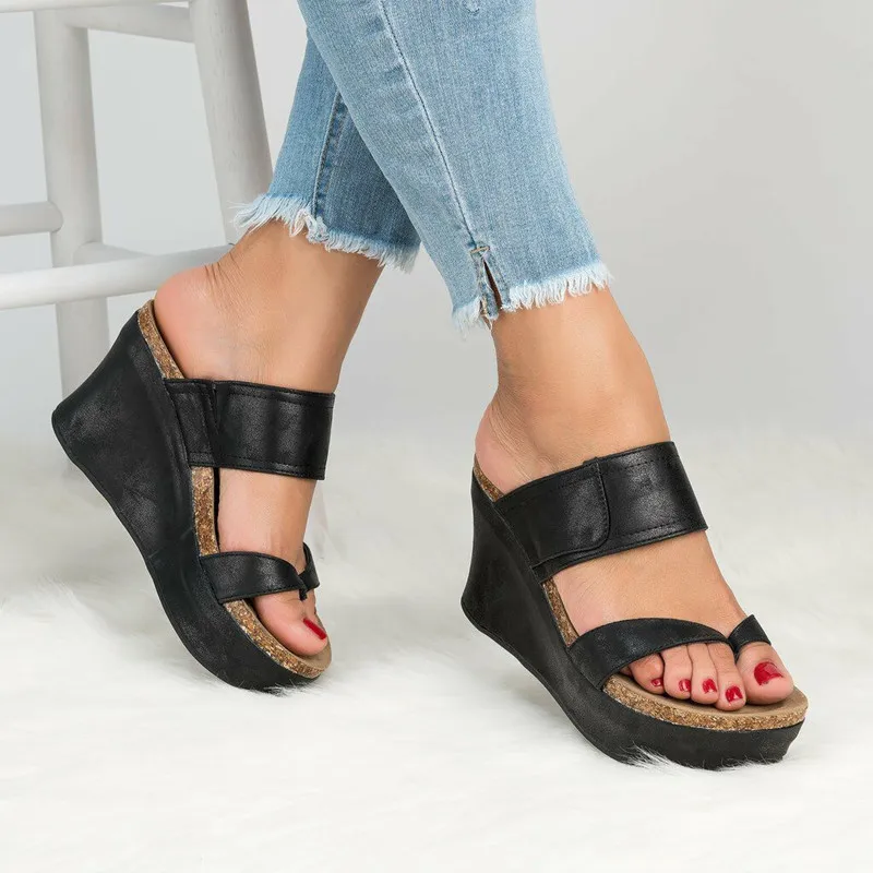 Women Sandals  New Wedges Shoes Women Summer Sandals Wedge Heels Flip Flops Chaussures Femme Plus Size High Heels Sandals