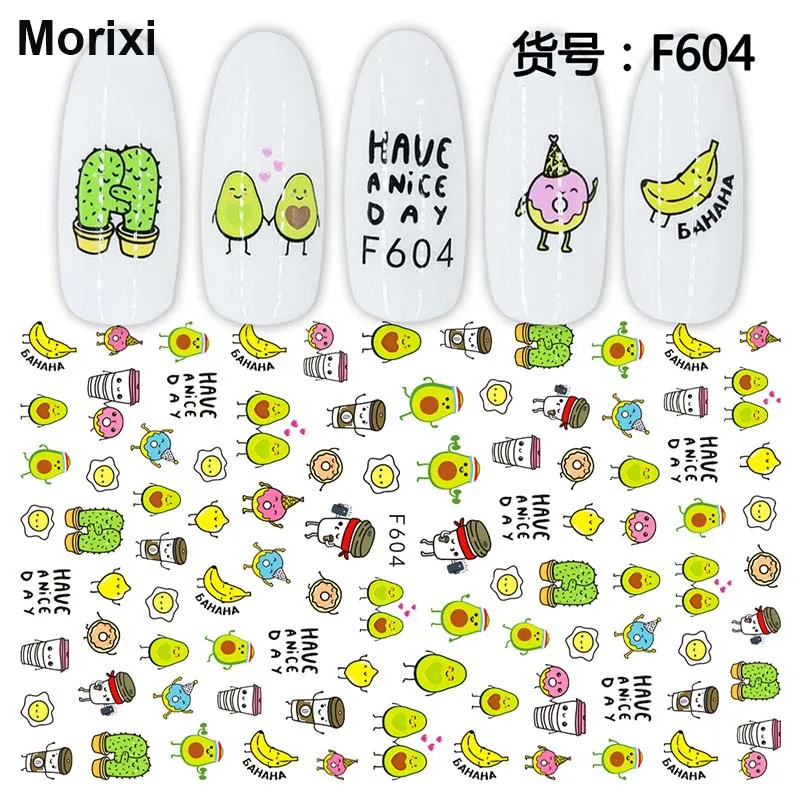 Morixi-pegatinas de Arte de uñas, hojas geométricas, planta, corazón, mariposa, animales, láminas ultrafinas, calcomanías para uñas, WG072