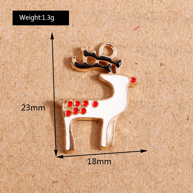 10 Stück Mix süße Emaille-Weihnachtsanhänger für die Schmuckherstellung, Weihnachtsbaum, Hirschglocke, Charms-Anhänger für Halsketten, Ohrringe, Geschenke – Detail 14