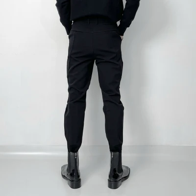 Trendy casual trousers men's casual trousers autumn Winter Korean edition individual knee design cargo pants slim chaps