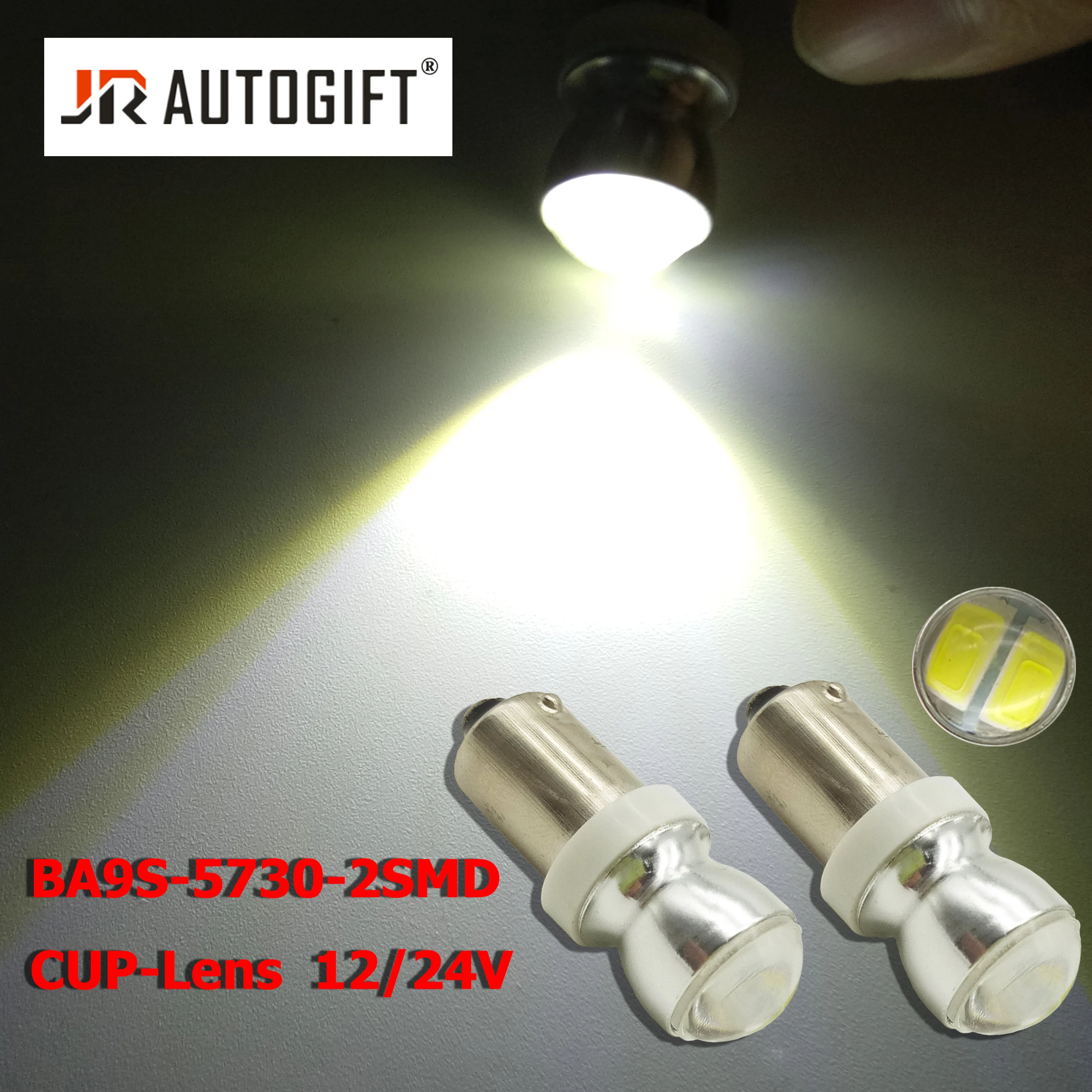 

10PCS BA9S 5730 2SMD 2LED White T4W lens Convex len 12V 24V Car bulb Auto lamp Wedge lamp License plate signal light Car-styling