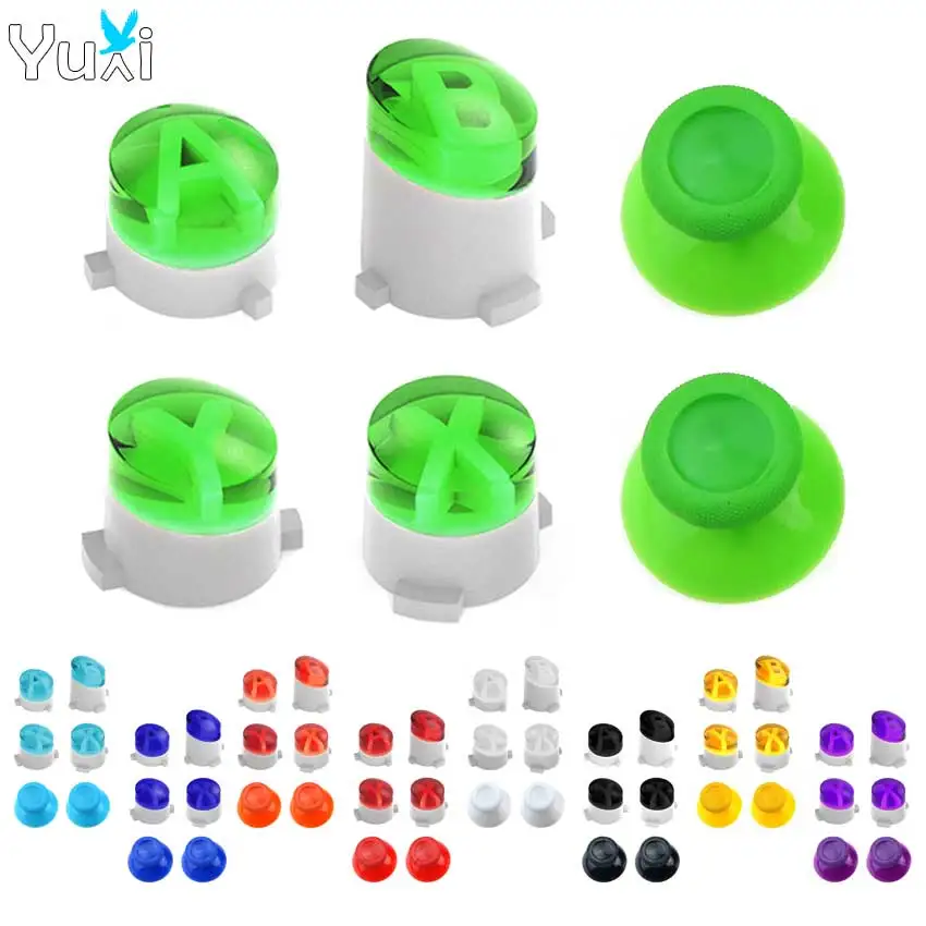 YuXi For Xbox One Controller ABXY Buttons Set For Xbox One S Slim / Elite Gamepad With Thumbstick Grip Caps