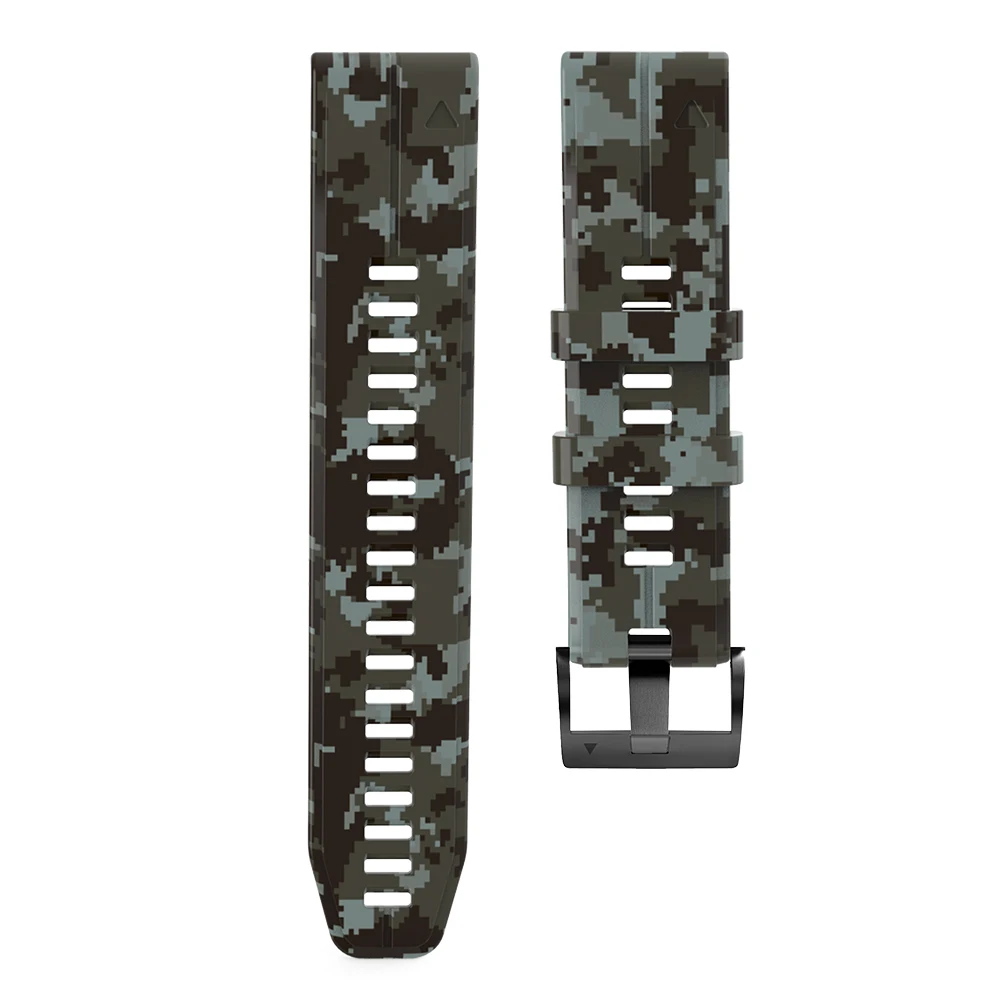 26 22mm Camouflage Silicone Watchbands Wriststrap For Coros VERTIX/2 For Garmin Fenix 6X 6 Pro 5X 5 7X 7 Quick Release Bracelet