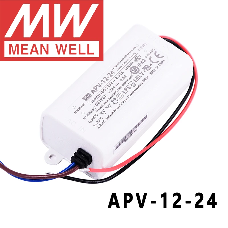 Original Mean Well APV-12-24 meanwell 24V/0.5A Constant Voltage design 12W Single Output LED Switching Power Supply