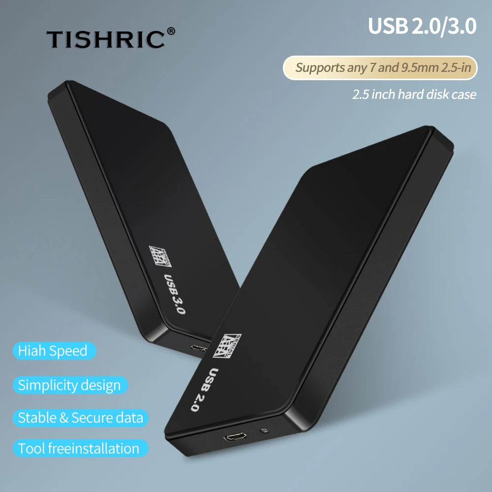 TISHRIC HDD Case For Hard Drive Box Sata To Usb 2.0/3.0 Adapter Hard Disk Case HDD Enclosure External Hard Drive Box Support 8TB