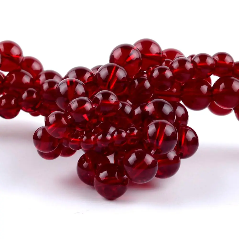 Wholesale Garnet Red Glass Crystal Stone Beads Round Loose Spacer For Jewelry Making 4/6/8/10/12mm DIY Bracelet Necklace