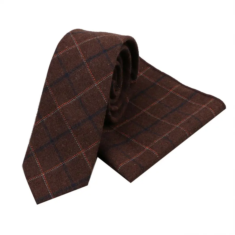 WOOL Neck Ties for Men Plaid Pocket square Handkerchief Handkerchiefs Men cotton 2020 Fashion accessories