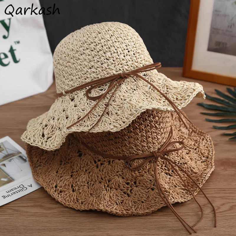 Sun Hats Women Straw Hat Sunproof Sunhat Korean Fashion Summer All-match Beach Cap Casual Harajuku Elegant Lady Solid Streetwear