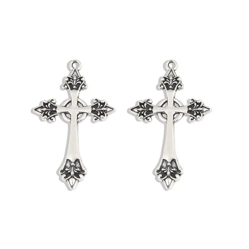 15pcs Silver Color 43x26mm Jesus Cross Charms Religious Faith Pendant Fit DIY Jewelry Making Handcrafted Accessories