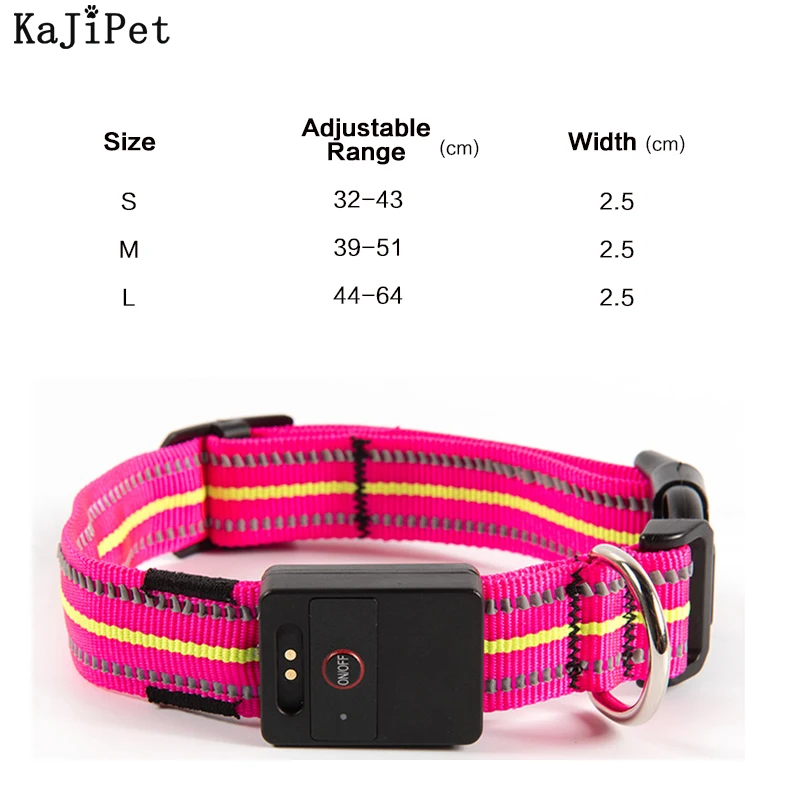 Waterproof Nylon Pet Dog Collar LED USB Rechargeable Reflective Luminous Collar Perro Led Glowing Dog Light Night Safety Collars