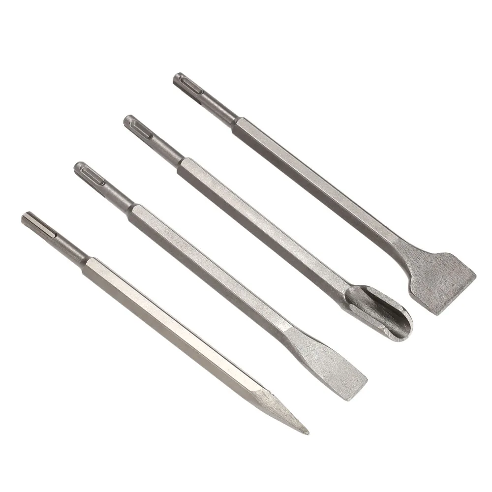 4pcs SDS Plus Chisel Set Point Groove Gouge Flat Chisels 250mm