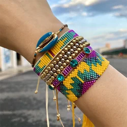 BLUESTAR Mexico MIYUKI Bracelet Femme Seashell Pulseras Mujer Moda Gold Color Copper Bracelet Handmade Woven Loom