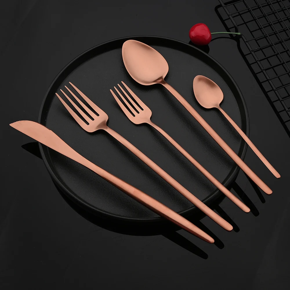 Rose Gold Cutlery Set Fork Knife Spoon 18/10 Stainless Steel Dinner Dinnerware Set Fork Spoon Knife Chopsticks Set Dropshipping