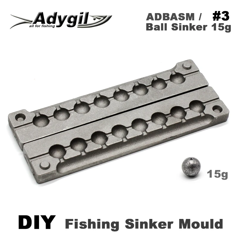 Adygil DIY Fishing Ball Sinker Mould ADBASM/#3 Ball Sinker 15g 8 Cavities