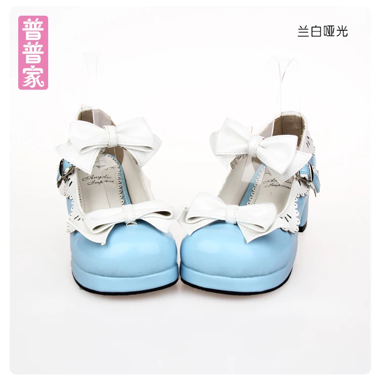 Japanese round head sweet Lolita shoes lace bow thick with princess dress maid shoes  Bowknot Princess Kawaii Girl Women Shoes