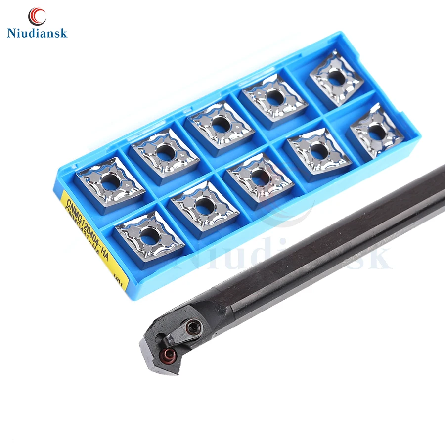 1pc S20R-MCWNR12 Inner Hole Turning Tool Holder S25S-MCWNR12 MCWNL + 10pcs CNMG1204 Internal Carbide Inserts CNC Lathe Tools Set