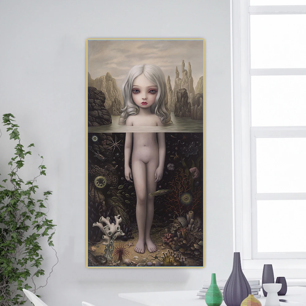 Citon Canvas Art Oil painting Mark Ryden《Aurora, 2016》Artwork Poster Picture Modern Wall Decor Home Living room Decoration