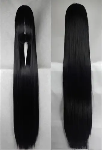 200cm/79" 150cm/59" 120cm/47" 100cm/39" 80cm/32" Black Long Straight Wig Heat Resistant Synthetic Hair Cosplay Wigs + Wig Cap - Image 5