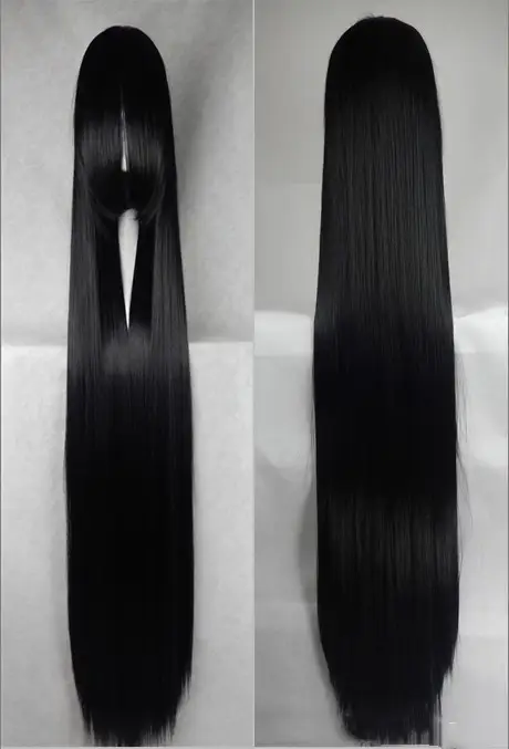 200cm/79" 150cm/59" 120cm/47" 100cm/39" 80cm/32" Black Long Straight Wig Heat Resistant Synthetic Hair Cosplay Wigs + Wig Cap - Image 5