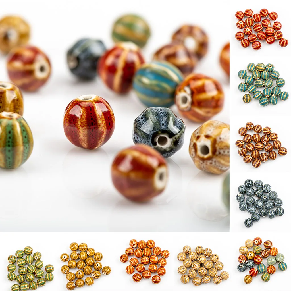 11-15mm 2size Watermelon Shape Sphere Ceramic Beads  Not Silicone String Specail Ceramic Beads HY417