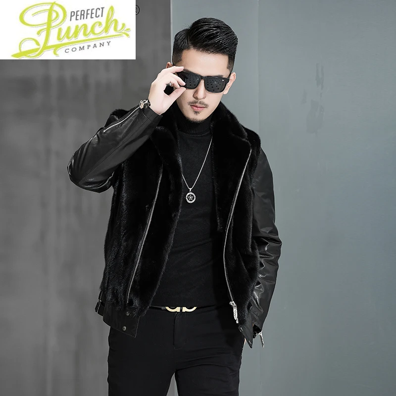 

Genuine Men's Leather Jacket Men Winter Real Mink Fur Coat Men's Sheepskin Coat Natural Fur Jackets Chaqueta Hombre