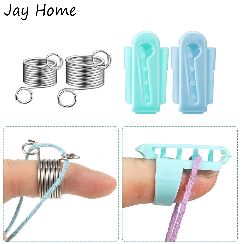 4/2PCS Yarn Guide Finger Holders Knitting Thimble Knitting Loop Crochet Ring for Crochet Knitting Crafts Accessories Tool