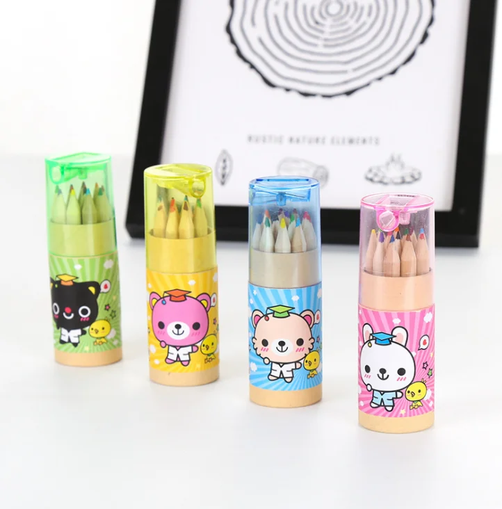 12 Pcs/lot 12 Colors Colored Pencils New Cute Wooden Writing Painting Pencils For Kids Gift School Supplies stationery