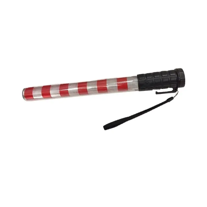 Bastón de tráfico de advertencia LED intermitente, tubo rojo y blanco recargable, 40CM, con Honking e imán