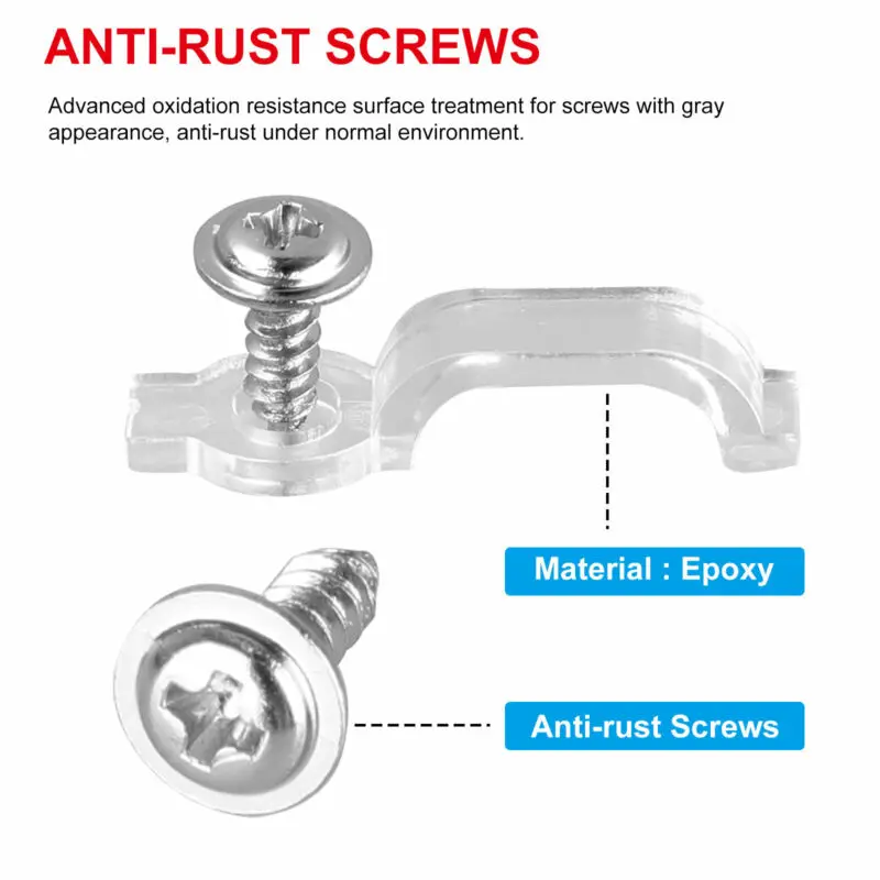 Clips de Fixation pour Bande Lumineuse LED, pour Tube 100/3528/5050, avec Vis, 5630/3014 Pièces