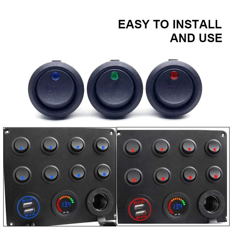 ON/OFF 12V Sakelar Dot Rocker Bundar Sakelar Toggle Lampu LED Tahan Air
