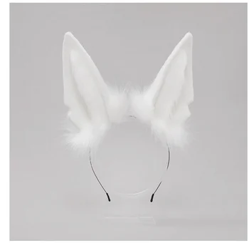 6款毛絨耳朵,阿努比斯狼貓狗耳朵,黑白髮箍,適用於角色扮演服裝配件,手工製作,毛茸茸的野獸頭箍 8 最佳銷售 白色貓耳朵 - №5