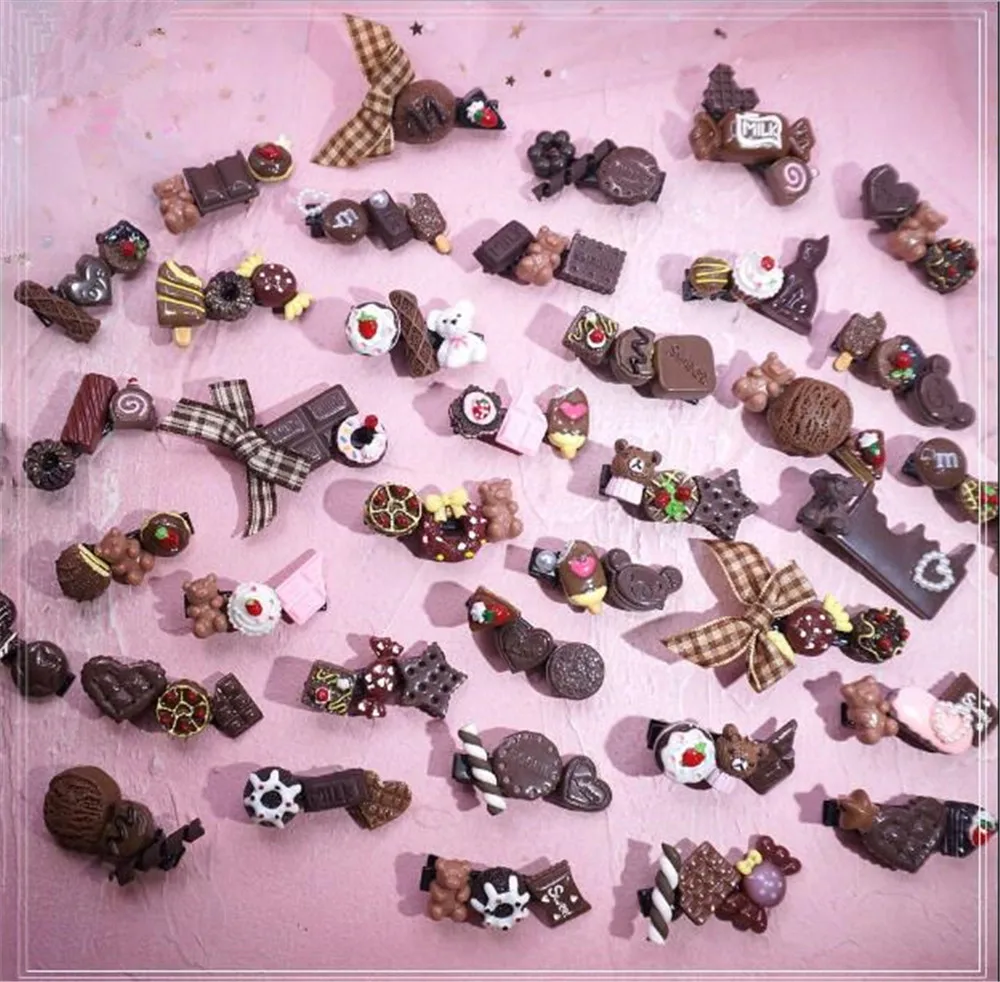 Lolita girl Chocolate Bear Side Clip Headband Hairpin Headdress Coffee women Hair Accessories B1370