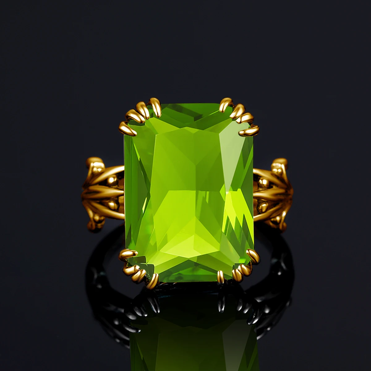 14K Goldfarbener Natürlicher Peridot-Ring 925 Sterling Silber Ringe für Frauen Hochzeit Verlobung Edelsteine Silber 925 Schmuck Original – Detail 5