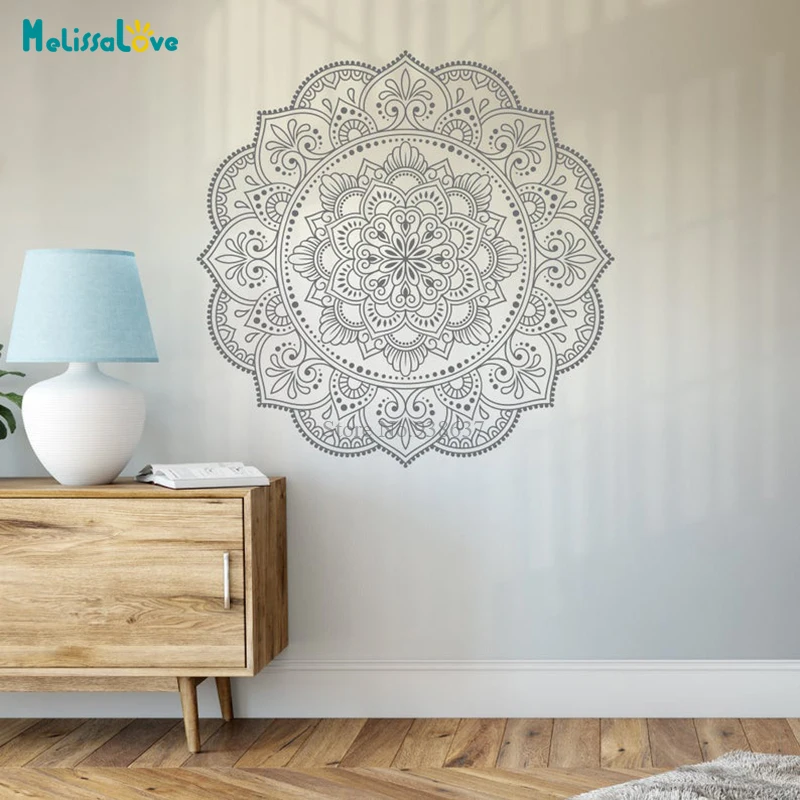 Duża Mandala Wall Art Naklejka Studio Jogi Dekoracja Kwiat Mandala Sypialnia Pokój dzienny Wystrój Tapeta BA697-1 — zdjęcie 4