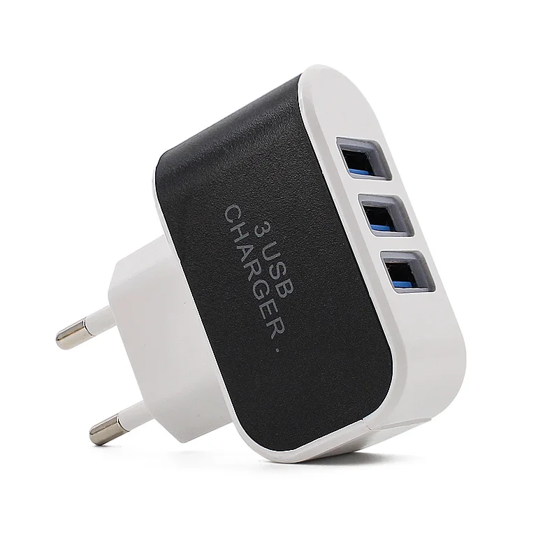 Usb Adapter 220V Eu Plug Power Adapter 5V 3A 3USB Port Telefoon Oplader Stroombron Reizen Muur Plug