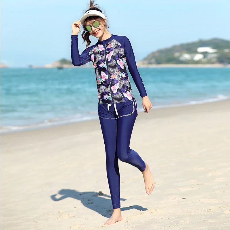 

Women's Men's Quick Dry Long Sleeve Compression Shirts Trunks Leggings with Bikini Swimsut Water Sports Rash Guard Sunsuit UV